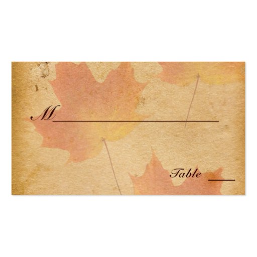 Herbst-Blätter auf gealterten PapierPlatzkarten Visitenkarte
