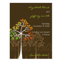 Herbst-Fall-Baum-Waldland, das Save the Date Weddi Postkarten