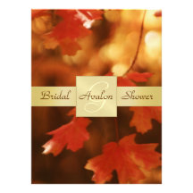 Herbst-Fall-Blatt-Brautparty-Monogramm-Einladung