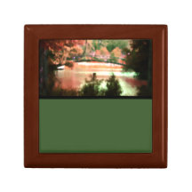 Herbst-Laub-Fall-Scene See-Brücken-Aquarell Geschenkboxen