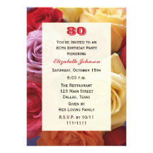 Herrliche Rosen-80. Geburtstags-Party Einladung