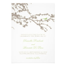 Herrlicher Baum-Spitzen-Vogel Save the Date Personalisierte Einladungen
