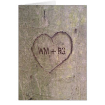 Herz geschnitzt in der Baum-Hochzeits-Einladungs-K