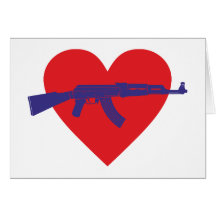 Herz Gewehr heart gun Grußkarten