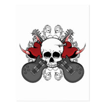 Herz-Schädel-Gitarre Postkarte