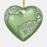 Herz ScrollGreen w Weiß Weinachtsornamente