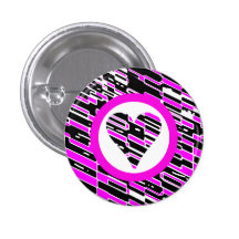 Herz-Trümmer-Schwarz-Rosa-Knopf Buttons