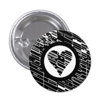 Herz-Trümmer-Schwarz-weißer Knopf Anstecknadelbutton