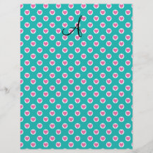 Herz-Tupfenmonogramm des Aqua rosa Flyer Druck