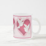 Herz und Tauben - Rosa Kaffeetassen