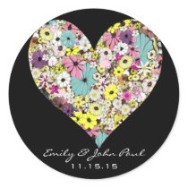Herz-wilde Blumen, die Save the Date Aufkleber Wed aufkleber