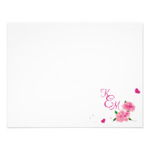 Herzen u. Blumen-Monogramm Notecard Ankündigungskarten