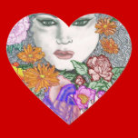 Herzen und Blumen aufkleber