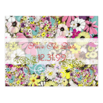 Herzen und wilde Blumen Save the Date postkarten