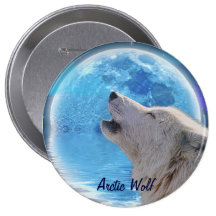 Heulenarktischer Wolf u. Mond-Tier-Knopf Anstecknadelbutton