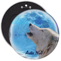 Heulenarktisches Wolf-u. Mond-Tier-Abzeichen Anstecknadel