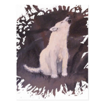 "Heulenweißer Wolf-" vertikale Postkarte