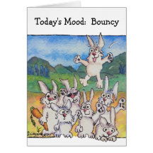 Heutige Stimmung: Bouncy Kaninchen-Cartoon-Karte