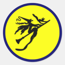 Hexe Besen Mond witch broom moon Runder Sticker