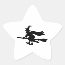 Hexe die mit dem Besen fliegt Aufkleber