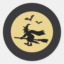 Hexe fliegend vor dem Mond Stickers