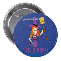Hexe, Witchy Frau - Hexe - Halloween-Knopf Anstecknadel