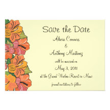 Hibiskus Save the Date Mitteilung-gelb Ankündigungskarte