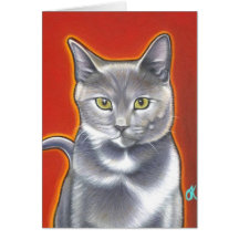 Hier Miezekatze-Miezekatze! Grußkarte