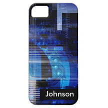 High-Techer Entwurf des blauen Schwarzen kundenspe iPhone 5 Schutzhülle