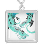 Himmel-Blau-aufgerollter Drache Personalisierte Halskette