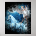 Himmel-Fee Asparas und Unicorn-Vignette Plakate