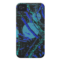 Himmlisches Techno blaues u. schwarzes Muster iPhone 4 Hüllen