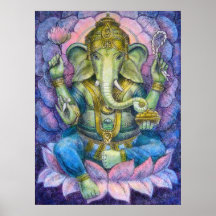Hindisches Kunst-Plakat Lotuss Ganesha
