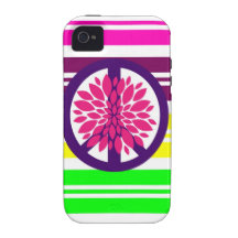 Hippie-Blumen-Power-Friedenszeichen auf Regenbogen Vibe iPhone 4 Hüllen