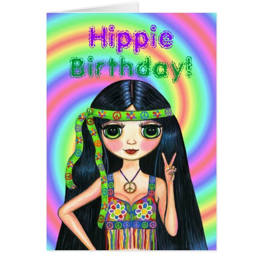 HippieGeburtstag! Niedliches psychedelisches Hipp Grußkarten