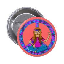 Hippie-Küken Anstecknadelbuttons