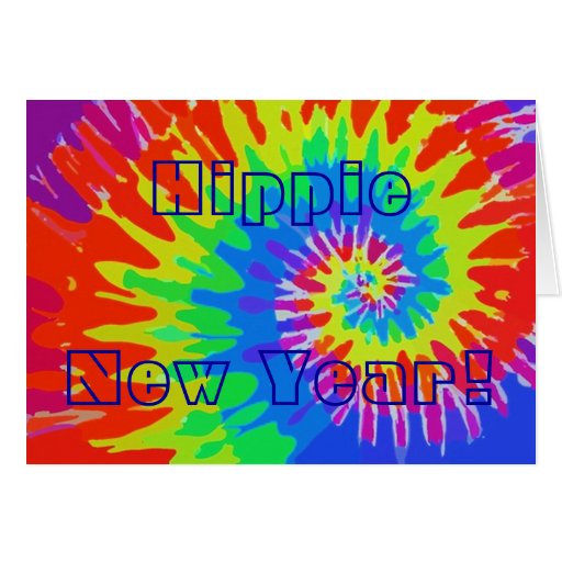 Hippie-neues Jahr-Groovy Krawatten-Karte