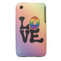 Hippie-Regenbogen-Liebe-Text iPhone 3 Hülle