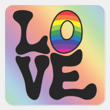 Hippie-Regenbogen-Liebe-Text Quadratsticker
