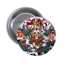 HIppie-Schädel Anstecknadelbuttons