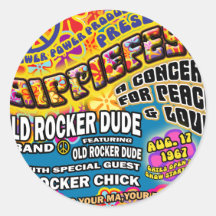 Hippiefest Konzert-Plakat Runder Sticker