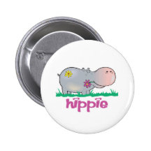 Hippieflusspferd Button