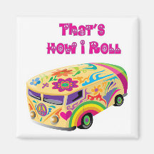 Hippiepackwagen Retro, wie ich rolle Kühlschrankmagnete