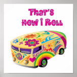 Hippiepackwagen Retro, wie ich rolle Posterdrucke
