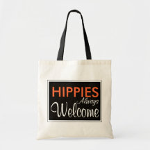 HIPPIES immer Willkommen Leinentasche