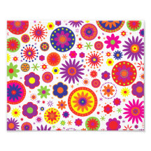 Hippy Regenbogen-Blumen Photographischer Druck