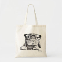 Hipster bunny tote canvas bags