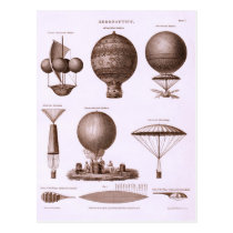 Historische Heißluft-Ballon-Entwürfe Postkarten