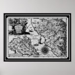 Historischer Leinwand-Druck 1702 Karten-Mexikos Ka Posterdruck