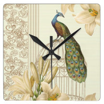 Hoch entwickelte Vintage Pfau- u. Käfig-Lilienuhr